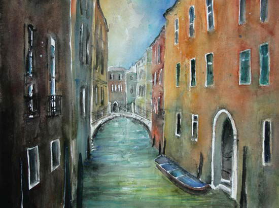 Venedig Aquarelle Rio dei Barcardi
