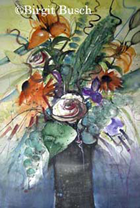 Aquarell Blumen in Vase