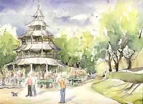 Aquarell Chinesische Turm