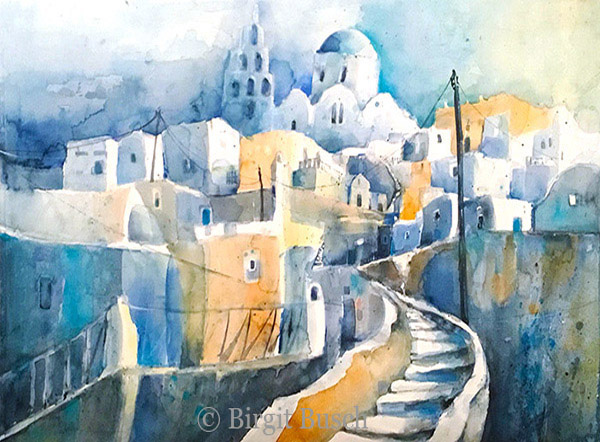 aquarell santorin