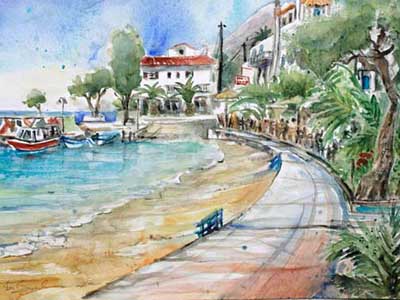 Aquarell Plakias Kreta