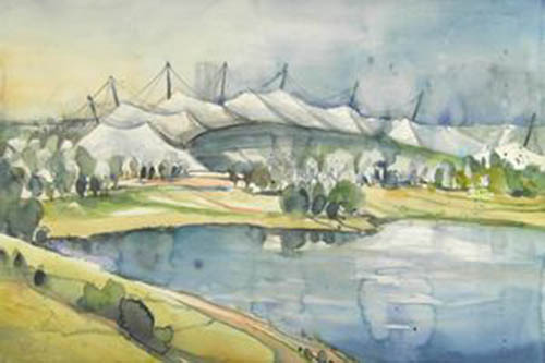 Das gemalte Aquarell München Olympiapark