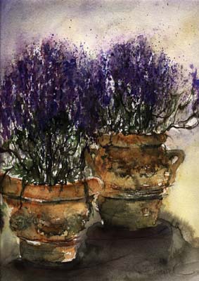 Aquarell Provence Lavendelfeld