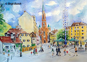 Aquarelle Wiener Platz