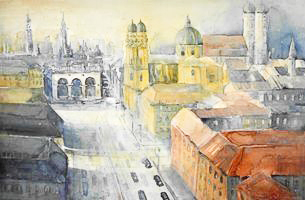 Aquarelle Stadtansichten München