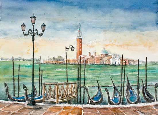 Aquarell Venedig Isola di San Giorgio Maggiore