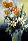 Watercolor Flower Painting Yello Tulips