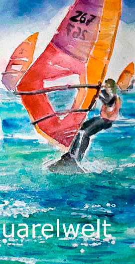 Windsurfen Aquarelle, rechts