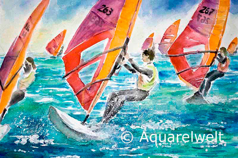 Windsurfen Aquarell